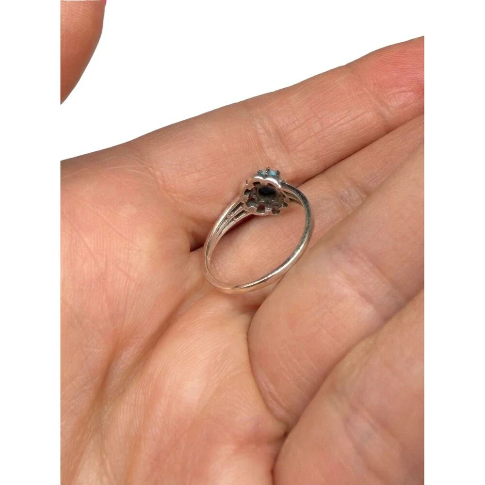 Sleeping Beauty Turquoise Mine Ring Size 5 Flower Solid 925 Sterling Silver